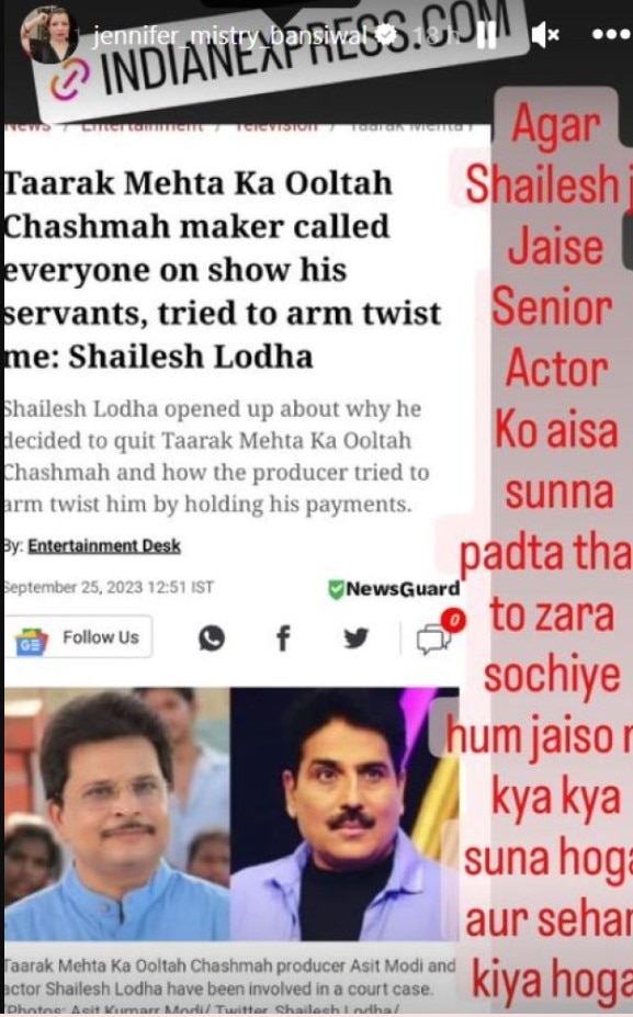 TMKOC के मेकर असित मोदी पर Shailesh Lodha के खुलासे का Jennifer Mistry ने भी किया सपोर्ट, बोलीं- जब वो सीनियर एक्टर को ही....