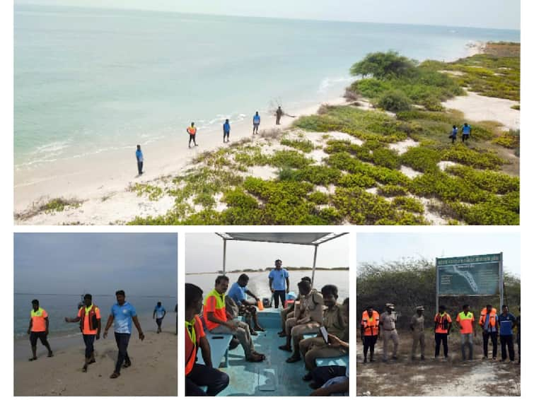 Indian Coast Guard, Marine Police, Forest Department conduct joint sea patrol in Gulf of Mannar Islands கடற்கரையோர கண்காணிப்பு..மன்னார் வளைகுடா தீவுகளில் முப்படைகளின் பாதுகாப்பு ஒத்திகை நிகழ்ச்சி.!