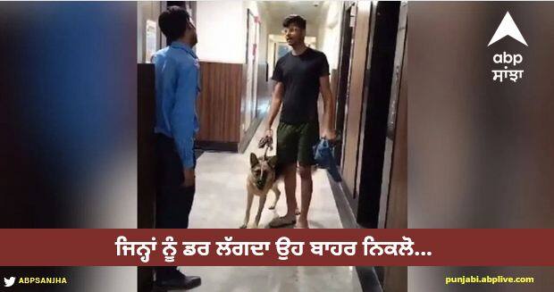 clash over taking dog in lift in noida video goes viral on social media Viral Video: ਜਿਨ੍ਹਾਂ ਨੂੰ ਡਰ ਲੱਗਦਾ ਉਹ ਬਾਹਰ ਨਿਕਲੋ... ਕੁੱਤੇ ਨੂੰ ਲਿਫਟ 'ਚ ਲੈ ਕੇ ਜਾਣ 'ਤੇ ਅੜਿਆ ਮੁੰਡਾ, ਵੀਡੀਓ ਹੋਈ ਵਾਇਰਲ