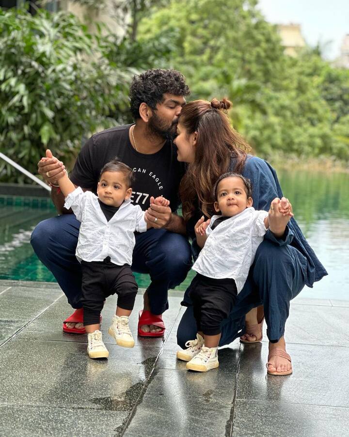 ఇప్పటి వరకు పిల్లల ఫోటోలు పూర్తిగా ఎప్పుడూ షేర్ చేయలేదు. మొహం కనిపించకుండా లేదంటే వెనుక నుంచి పిల్లల ఫోటోస్ చూపించేవాళ్ళు.  Images Credit: Wikki Official/ Instagram