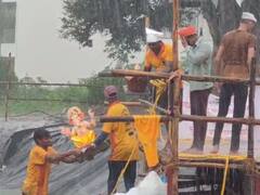 Satara Ganesh Darshan : साताऱ्यात गणेश विसर्जनाला पावसाची हजेरी; विसर्जनसाठी विविध कृत्रिम कुंडाची उभारणी