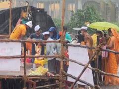 Satara Ganesh Darshan : साताऱ्यात गणेश विसर्जनाला पावसाची हजेरी; विसर्जनसाठी विविध कृत्रिम कुंडाची उभारणी