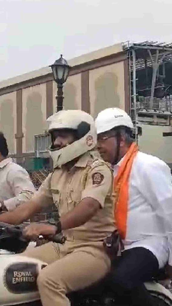 मिरवणुकीला पोहचण्यासाठी चंद्रकांत पाटलांचा सुसाट प्रवास!