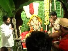 Ganesh Visarjan : मुख्यमंत्र्यांच्या वर्षा निवासस्थानी बाप्पाचे विसर्जन, पाहा फोटो