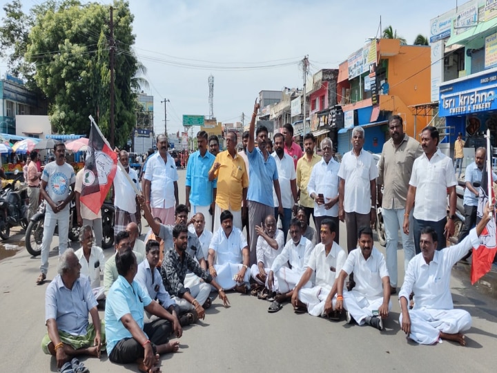 திருப்போரூரில் பரபரப்பு...! எம்ஜிஆர் சிலைக்கு காவி துண்டு.. போராட்டத்தில் குதித்த அதிமுகவினர்!