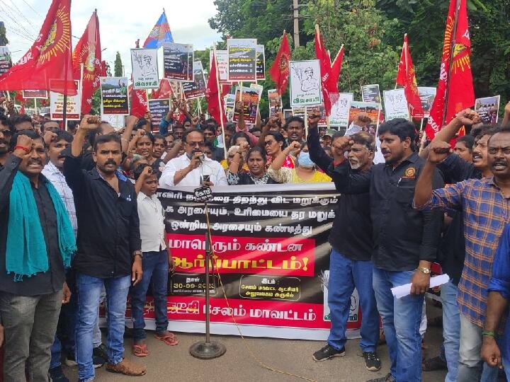 Naam Tamilar party protest in Salem to condemn the Karnataka government for refusing to provide water to Tamil Nadu NTK Protest: காவிரி விவகாரம்; கர்நாடக அரசை கண்டித்து நாம் தமிழர் கட்சியினர் ஆர்ப்பாட்டம்