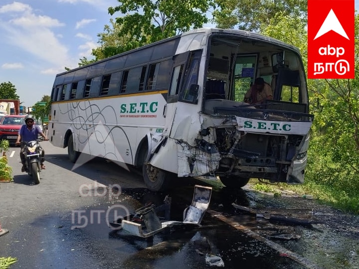 திண்டிவனம் அருகே ஆசிட் ஏற்றிச்சென்ற லாரி மீது மோதிய அரசுப் பேருந்து; சாலையில் வழிந்தோடிய 30 டன் ஆசிட்!