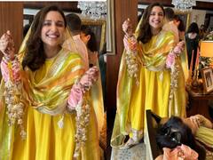 Parineeti Chopra Pic: अपनी चूड़ा सेरेमनी में यूं झूमती दिखीं परिणीति चोपड़ा, येलो सूट में सामने आई  एक्ट्रेस की अनसीन फोटोज