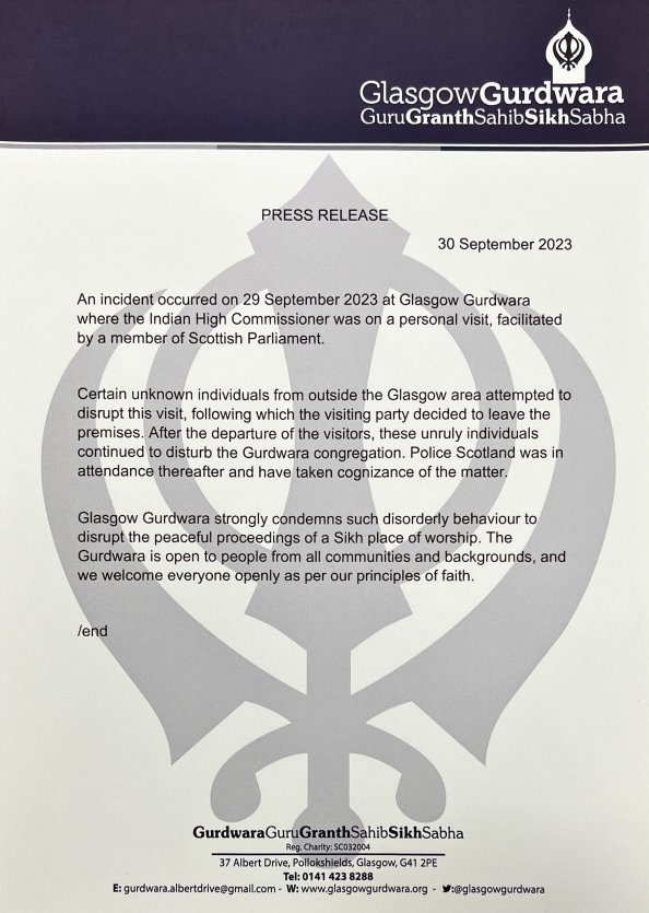 Glasgow Khalistan Row: स्कॉटलैंड में भारतीय उच्चायुक्त को खालिस्तानियों ने रोका तो ग्लासगो गुरुद्वारा ने मांगी माफी, बयान जारी कर कही ये बात