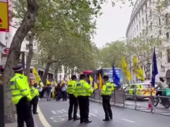 लंदन में खालिस्तान समर्थकों ने, भारतीय उच्चायोग के बाहर किया प्रदर्शन, सुरक्षा के कड़े बंदोबस्त