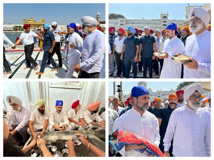 Congress leader Rahul Gandhi offered prayers at the Golden Temple and paid obeisance at the sanctum sanctorum. He also performed 'sewa' (voluntary service) by cleaning water bowls used by devotees.