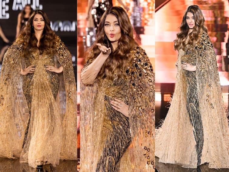 Aishwarya Rai Shines in Gold Gown and Debuts Blonde Highlights at L