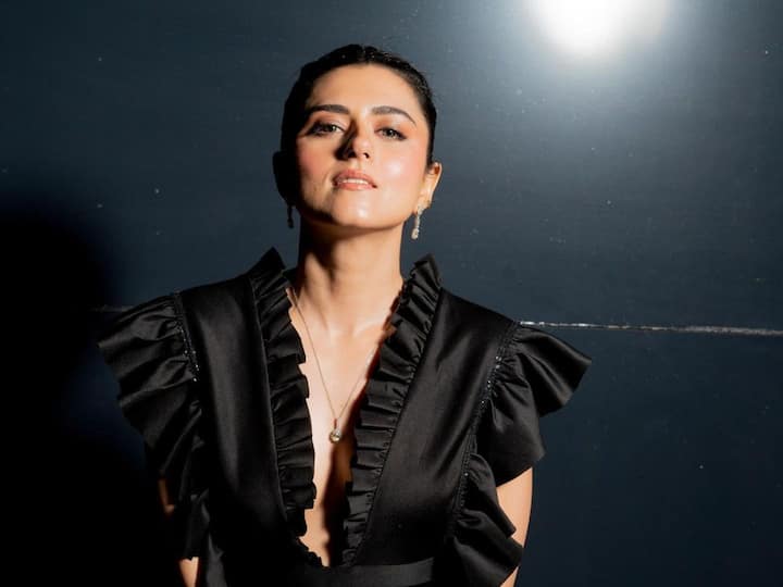 Ridhi Dogra treated fans with pictures in a black ruffle dress with a plunging neckline; see pics