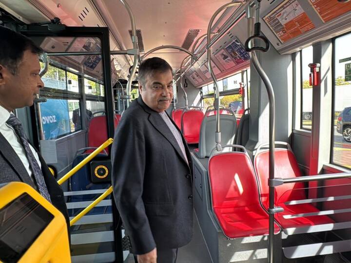 The office of Nitin Gadkari on X shared images and video of the Union Minister riding a hydrogen bus by Škoda. Gadkari's post said,
