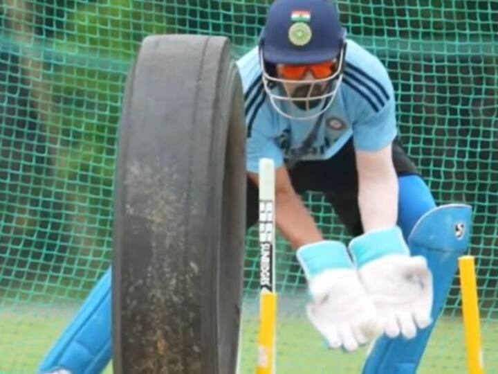 ODI World Cup 2023 Indian wicketkeeper KL Rahul did wicketkeeping practice with Tyre Watch Watch: विश्व कप से पहले केएल राहुल ने विकेटकीपिंग के लिए की खास तैयारी, इस तरह ‘टायर’ के साथ किया अभ्यास