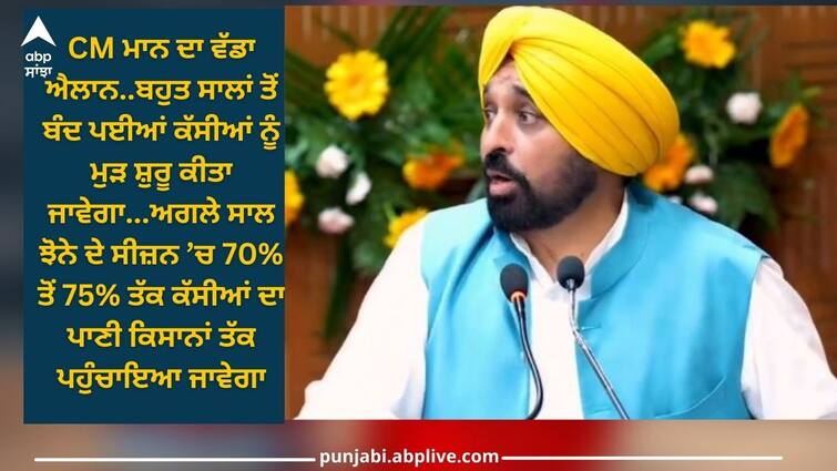 Patiala News: CM Bhagwant Mann announcement about water delivered to farmers in paddy season next year Patiala News: ਸੀਐਮ ਭਗਵੰਤ ਮਾਨ ਦਾ ਐਲਾਨ, ਅਗਲੇ ਸਾਲ ਝੋਨੇ ਦੇ ਸੀਜ਼ਨ ’ਚ 70% ਤੋਂ 75% ਤੱਕ ਕੱਸੀਆਂ ਦਾ ਪਾਣੀ ਕਿਸਾਨਾਂ ਤੱਕ ਪਹੁੰਚਾਇਆ ਜਾਵੇਗਾ