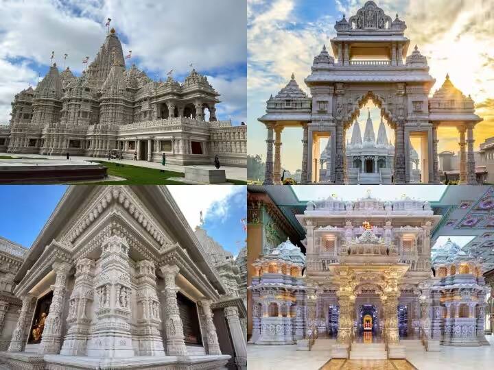 Akshardham Temple, USA : अमेरिकेतील न्यू जर्सी येथील अक्षरधाम मंदिर भारताबाहेरील जगातील दुसरे सर्वात मोठे हिंदू मंदिर आहे. या मंदिराची भव्यता पाहिल्यानंतर डोळे दिपून जातील.