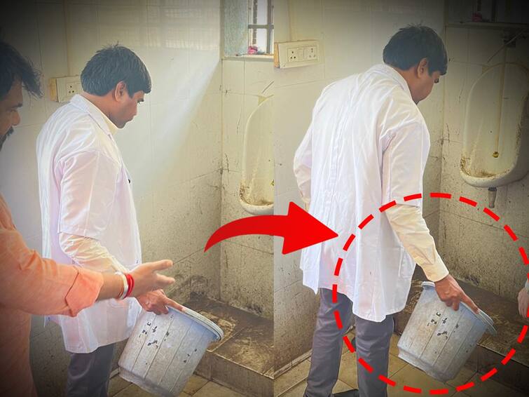 Nanded Hospital Death Hemant Patil asked the dean of the hospital to clean the toilet Video:   ज्या रुग्णलयात 24 तासात 24 मृत्यू, त्याच रुग्णालयाच्या डीनला शिवसेना खासदाराने शौचालय साफ करायला लावले
