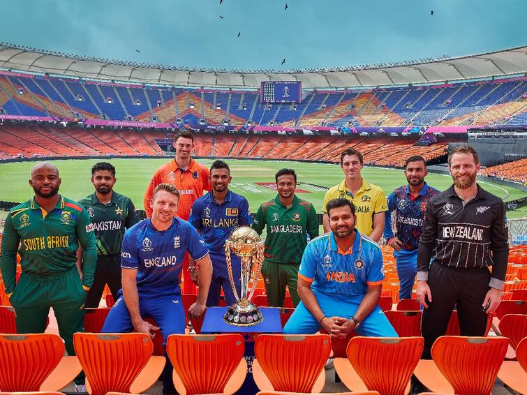 ODI World Cup 2023 10 Captains 1 Goal BCCI Releases Photo of All Team Captains Ahead CWC 2023 ODI World Cup 2023: பந்தயத்துக்கு நாங்க ரெடி; உலகக்கோப்பையை ரவுண்டு கட்டிய கேப்டன்கள்; பிசிசிஐ வெளியிட்ட புகைப்படம் வைரல்