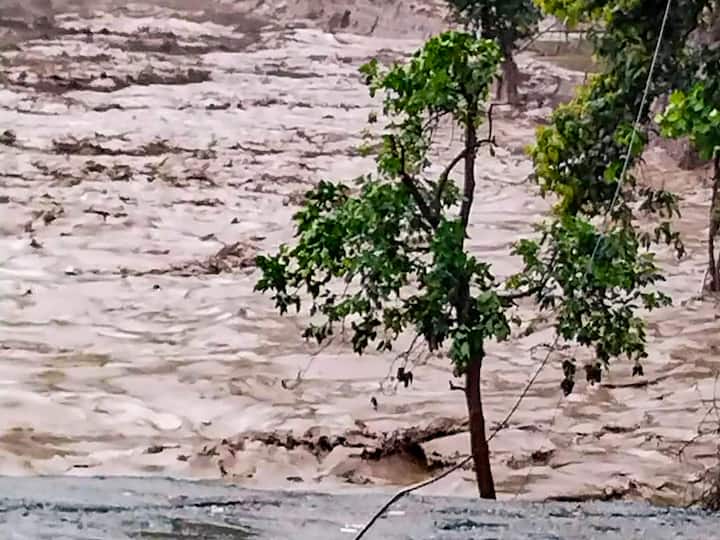 A road washed away following flash floods in north Sikkim on Wednesday. (Source: PTI)