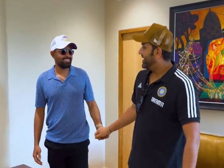 Babar Azam Meets Rohit Sharma In Ahmedabad Before Captains Day ICC Mens Cricket World Cup 2023, Video Goes Viral