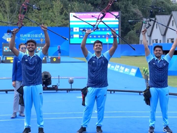 Asian Games 2023 Indian Trio of Abhishek Ojas and Prathmesh won gold at men's Compound Team event know details Asian Games 2023: भारत के खाते में आया एक और गोल्ड, तीरंदाजी में ओजस, अभिषेक और प्रथमेश की तिकड़ी का कमाल