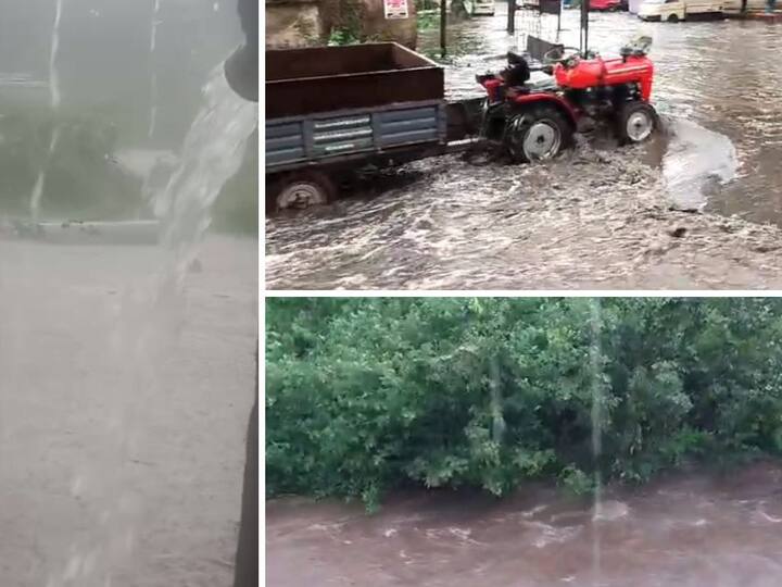 काही वेळात शिये गावात पावसाने पाणीच पाणी केले.