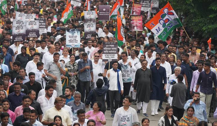 সেই মতো রাজভবনের সামনে ১০০ দিনের কাজের বকেয়ার দাবিতে এবং আবাস যোজনায় বাংলার বকেয়ার দাবিতে বিক্ষোভ অবস্থানে বসেন তৃণমূল নেতা-বিধায়ক-সাংসদরা। নেতৃত্বে ছিলেন অভিষেক বন্দ্যোপাধ্যায়।