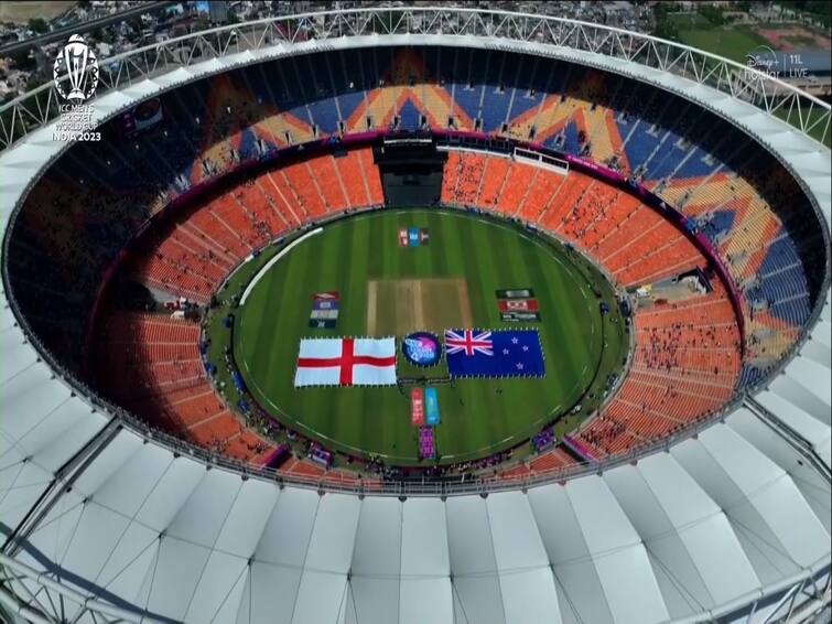 ENG vs NZ ODI World Cup 2023 Narendra Modi Stadium Looks Empty WC Opening Match England vs New Zealand ENG vs NZ WC 2023: டிக்கெட் எல்லாம் வித்துருச்சுனு பொய் சொன்னீங்களா? முதல் நாள் போட்டியே இப்படியா! கிண்டலடிக்கும் நெட்டிசன்கள்!