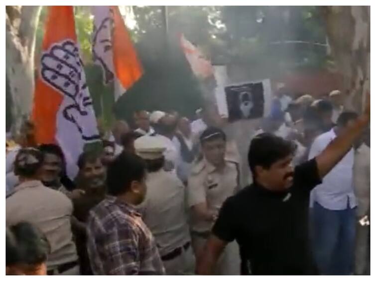 BJP Congress Poster War Rahul Gandhi Ravan Govind Singh Dotasra Delhi Jammu Srinagar Jaipur 'Cheap Act Of BJP': Congress Stages Protest Against Saffron Party Over Rahul Gandhi's Poster