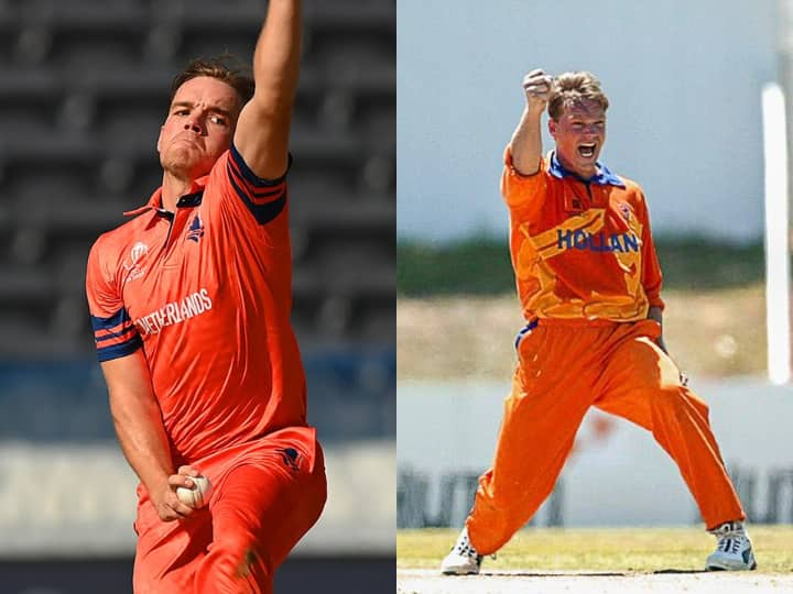 PAK vs NED Netherlands' Bas de Leede 4 wickets against Pakistan his father Tim de Leede 4 wicket against India in 2003 ODI World Cup 2023 PAK vs NED: पिता ने 2003 वर्ल्ड कप में भारत के खिलाफ लिए थे 4 विकेट, अब बेटे ने पाकिस्तान के खिलाफ मचाया तहलका