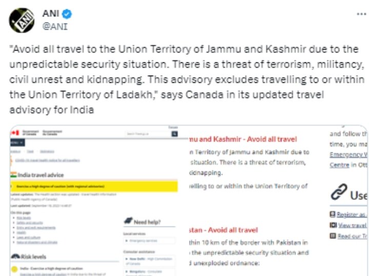 Fact Check: नागरिकों को जम्मू-कश्मीर यात्रा पर जाने से रोकने के लिए कनाडा की एडवाइजरी? जानें सच क्या है