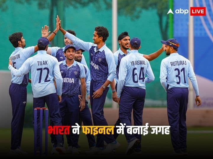 Asian Games 2023 IND vs BAN India mens team reached in final beat bangladesh by 9 wickets tilak varma Asian Games 2023 IND vs BAN: बांग्लादेश को हराकर गोल्ड के लिए मैच खेलेगा भारत, तिलक-ऋतुराज के बल्ले ने मचाया कोहराम