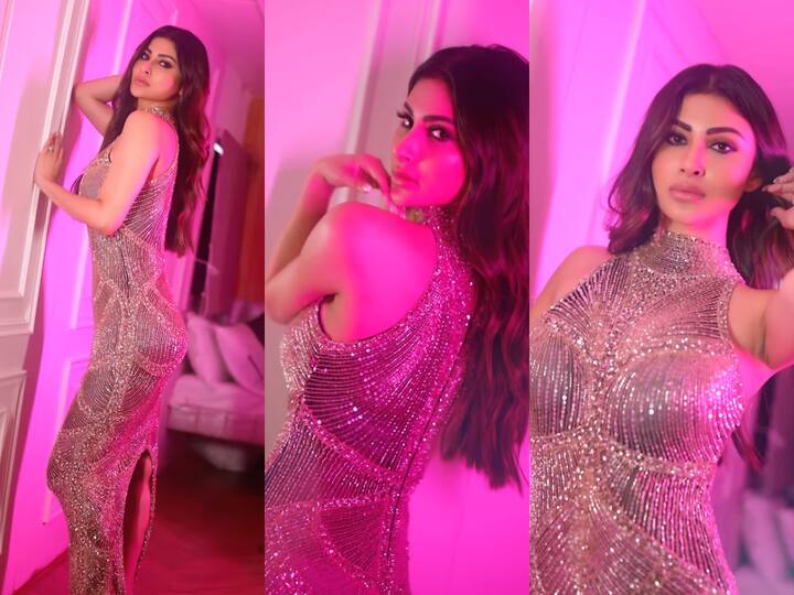 Mouni Roy posted photos of herself on Instagram in a golden sequin gown.