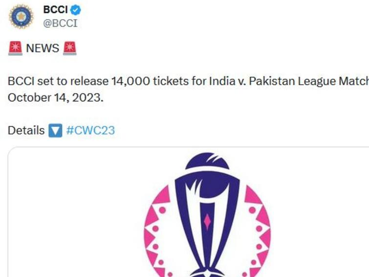India vs Pakistan 14,000 Tickets For ODI World Cup Game at Ahmedabad up for Grabs From October 8 India vs Pakistan: క్రికెట్‌ ప్రేమికులకు బీసీసీఐ శుభవార్త , అందుబాటులోకి మరో 14 వేల భారత్‌-పాక్‌ మ్యాచ్‌ టికెట్లు