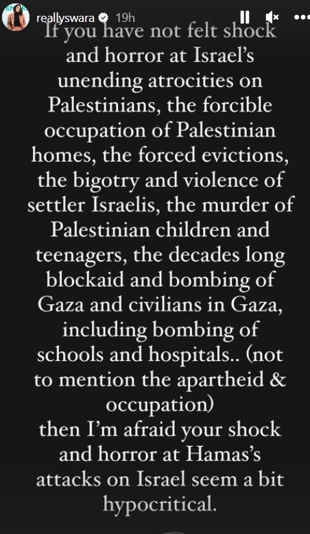 इजराइल में छिड़ी जंग पर फिलिस्तीन के सपोर्ट में उतरीं Swara Bhaskar, लोगों को कहा पाखंडी