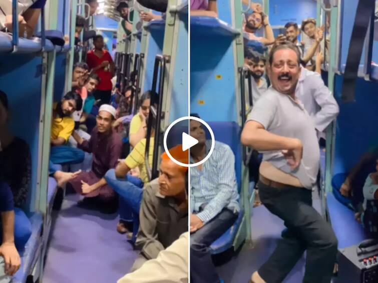 Uncle suddenly started dancing in the moving train at night, people were shocked to see it, watch the Viral :ચાલતી ટ્રેનમાં રાત્રે અચાનક જ અંકલ કરવા લાગ્યા ડાન્સ, જોઇને લોકો દંગ રહી ગયા,જુઓ વીડિયો