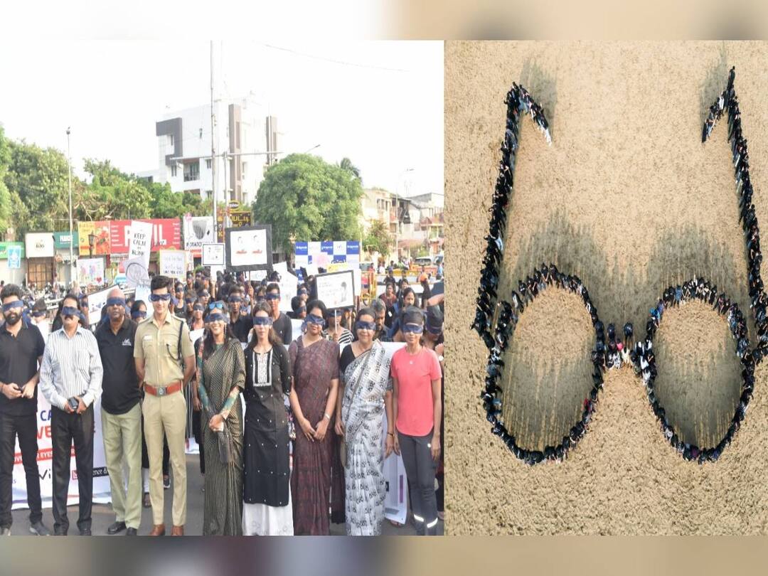 WORLD SIGHT DAY: உலக பார்வை தினம் 2023..கண் கண்ணாடியாக மாறிய மக்கள்.. சென்னை கடற்கரையில் நடந்த சுவாரஸ்யம்..!