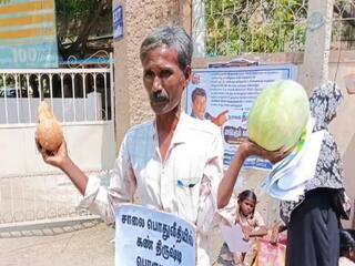 மதுரையில் பூசணிக்காய், தேங்காய் உடைப்பதை கண்டிக்கும் விதமாக தன்னார்வலர் நூதன விழிப்புணர்வு
