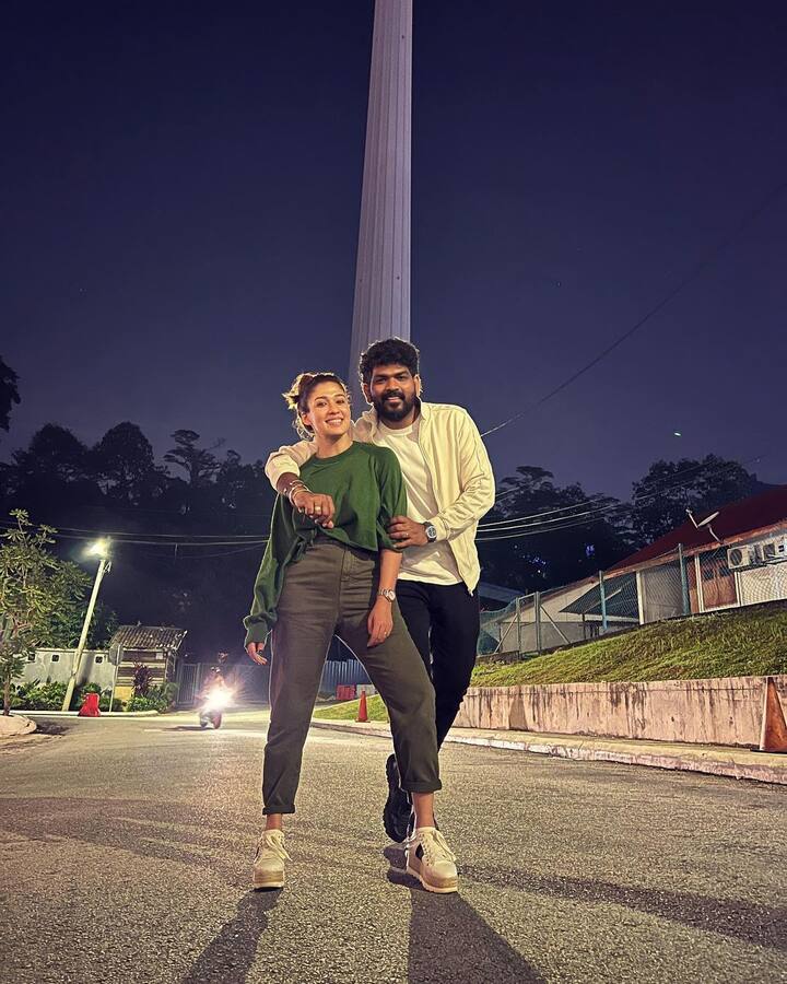 Vignesh shared the pictures on Instagram with lyrics of the Tamil song Naan Pizhai from their film Kaathuvaakula Rendu Kaadhal.