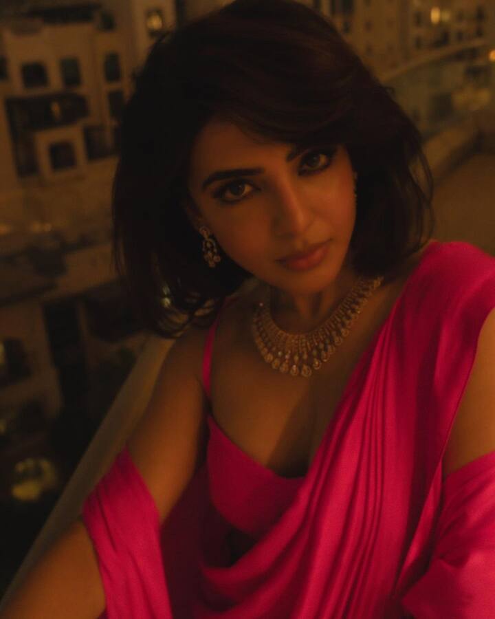 She recently attended an event in Dubai, donning a gorgeous pink saree.