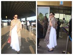 Sonam Kapoor Spotted At Airport In White Anarkali Suit, Beige Shawl And Rs 9 Lakh Hermes Bag - See Pics