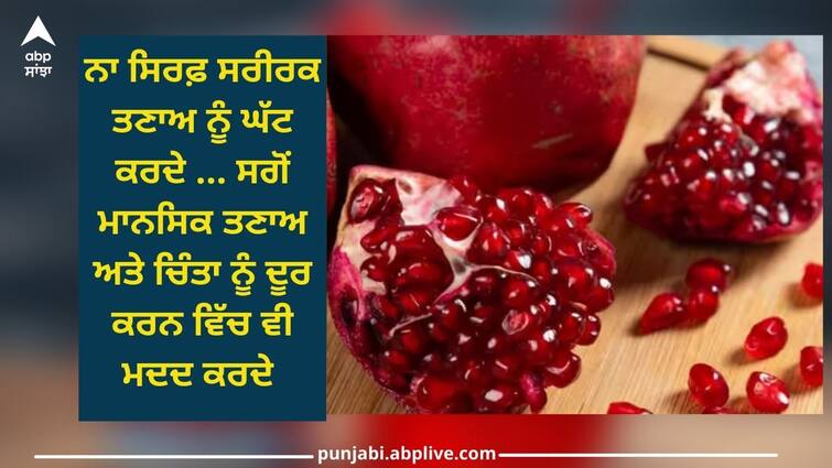 you can become stress free by eating pomegranate know benefits Mental Health news Mental Health: ਡਿਪ੍ਰੈਸ਼ਨ ਤੋਂ ਪੀੜਤ ਲੋਕ ਇਹ ਫਲ ਜ਼ਰੂਰ ਖਾਣ...ਮਿਲਣਗੇ ਕਈ ਫਾਇਦੇ