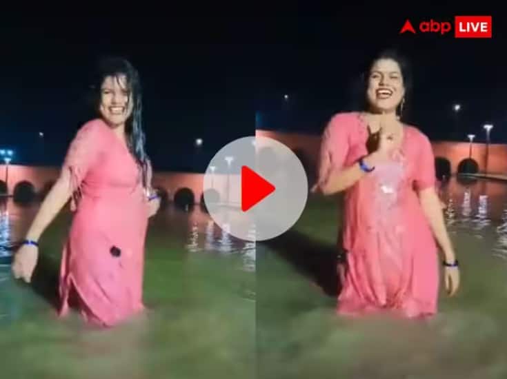 ram ki paudi viral video woman dance on bobby deol song in saryu river video went viral trending news VIDEO: शरयू नदीतच महिलेचे जबरदस्त ठुमके; व्हिडीओ पाहून नेटकरी संतप्त, म्हणाले...