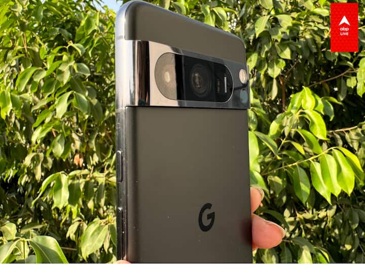 The Pixel 8 Pro features a matte glass back with a polished aluminum frame and curved corners.