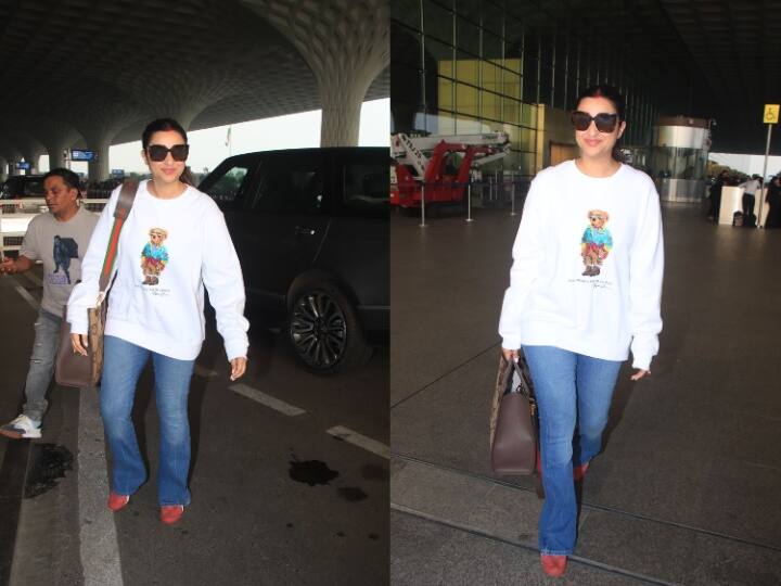 Parineeti Chopra At Airport: बॉलीवुड एक्ट्रेस परिणीति चोपड़ा आप सांसद राघव चड्ढा के साथ शादी के बंधन में बंध चुकी हैं. दोनों की शादी की तस्वीरें सोशल मीडिया पर खूब वायरल हो रही हैं.