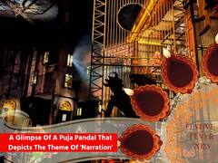 A Glimpse Of A Puja Pandal That Depicts The Theme Of 'Narration'