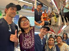 Hrithik roshan Metro Photos: लग्जरी गाड़ी छोड़, मेट्रो से शूटिंग करने पहुंचे ऋतिक रोशन...सफर में फैंस को ऐसे किया खुश