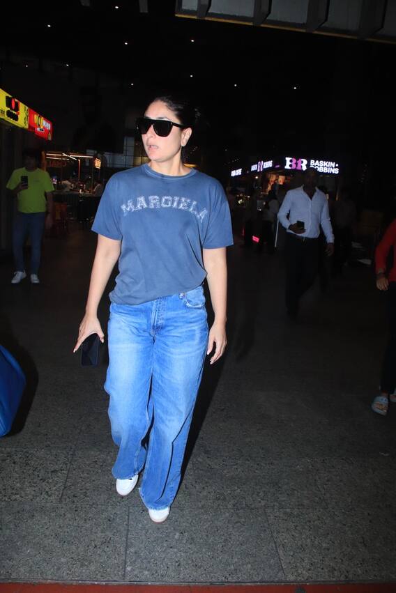 काला चष्मा, ब्लू जीन्स; करीना कपूरचा एयरपोर्ट लूक!
