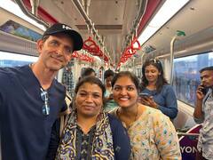Hrithik roshan Metro Photos: लग्जरी गाड़ी छोड़, मेट्रो से शूटिंग करने पहुंचे ऋतिक रोशन...सफर में फैंस को ऐसे किया खुश